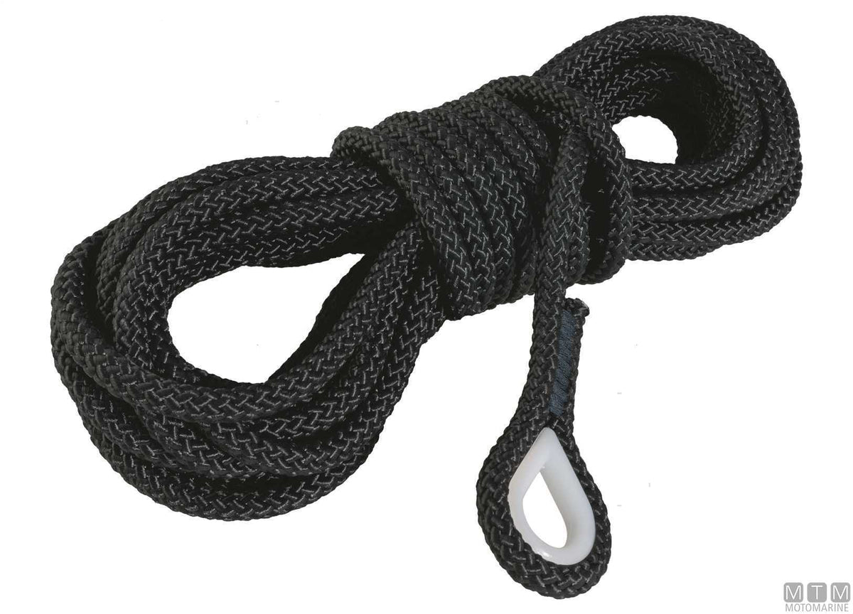 Black Lapo polyester braid with nylon thimble Ø10 mm, 30 m - original photo Motomarine Srl