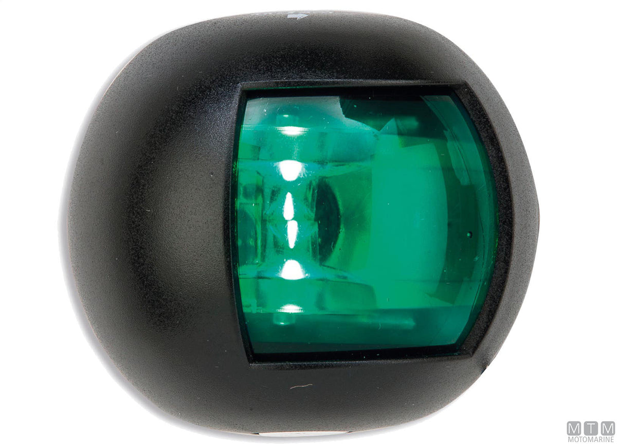 LED navigation sidelight, red, half-dome, black, 70x63 mm - original photo Motomarine Srl