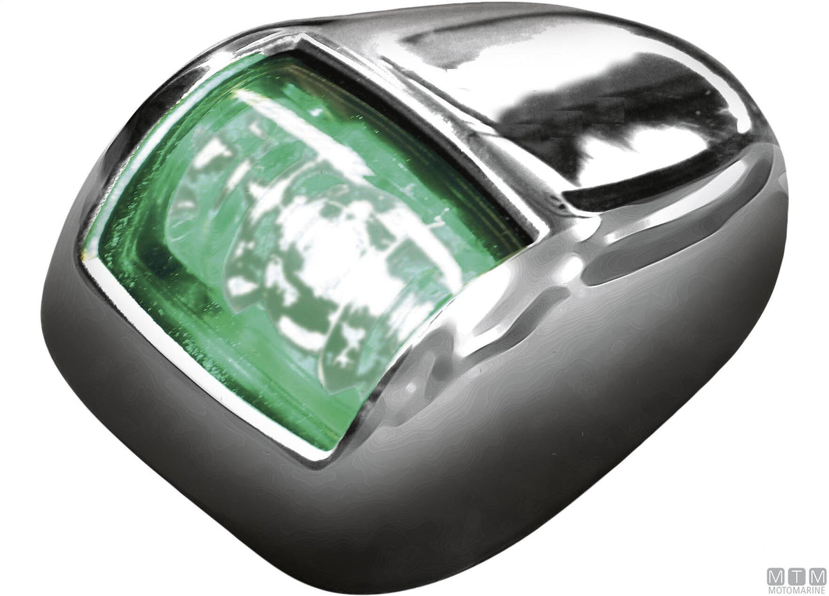 Green LED side navigation light Orionis RINA stainless steel - original photo Motomarine Srl