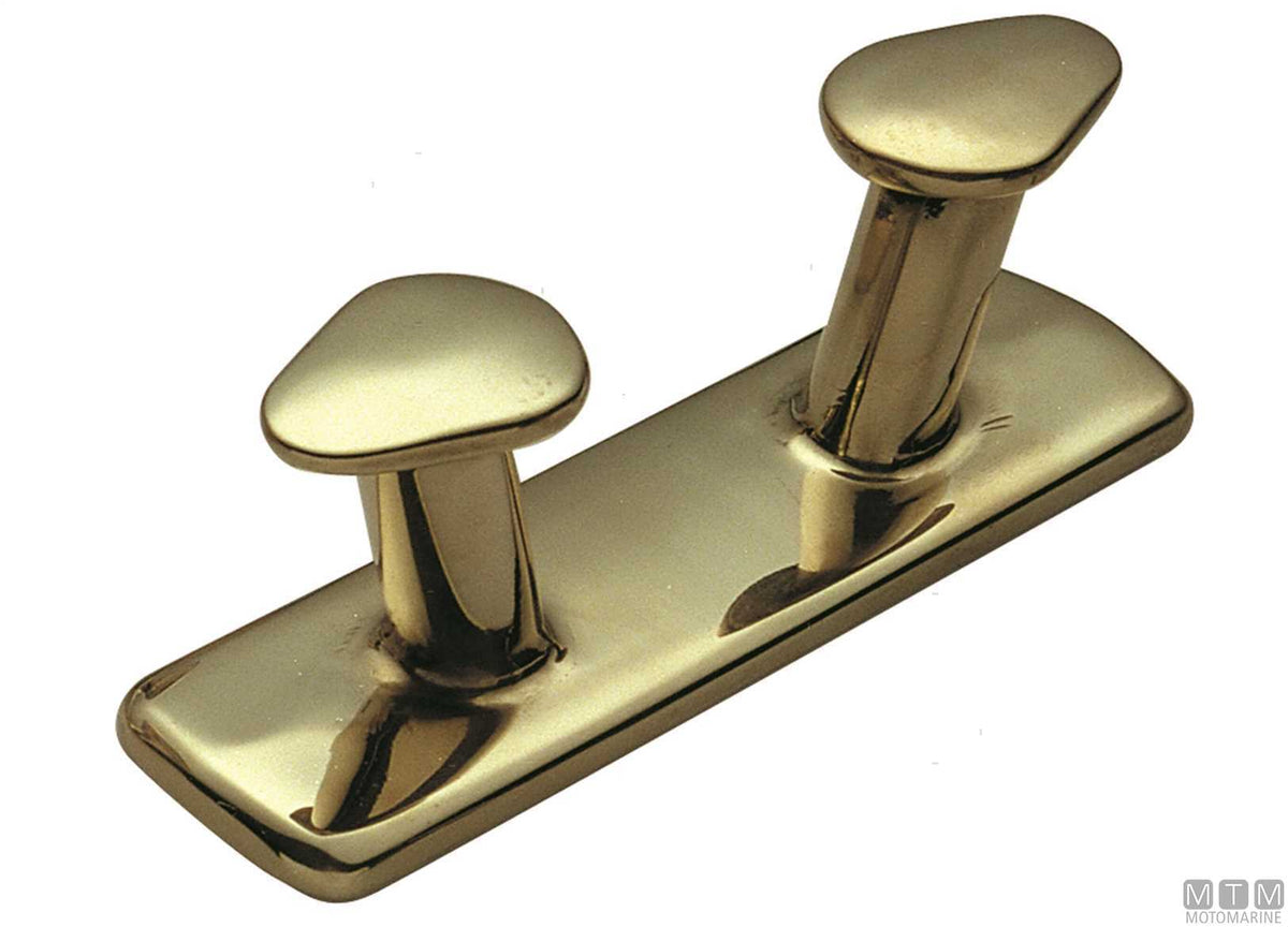 2-horn cleat 140 mm in polished brass - original photo Motomarine Srl