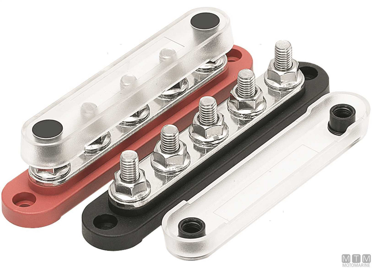 Connection bus bar 150 A red 5xM8 - original photo Motomarine Srl