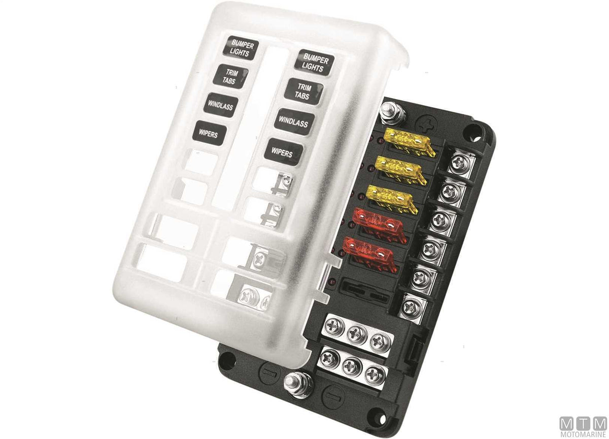 Fuse box UNIVAL 12-position with terminal block - original photo Motomarine Srl