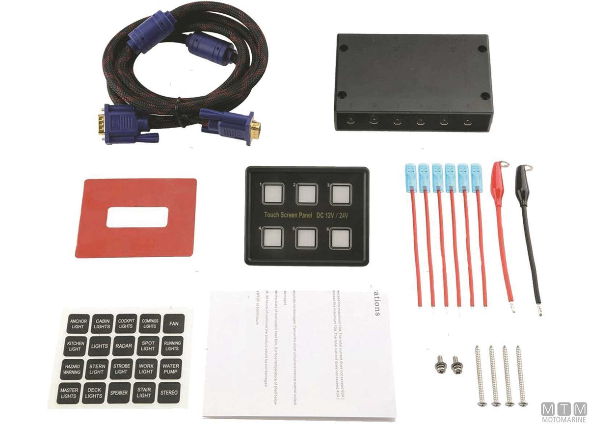 Panel with touch switches and control unit, 8 positions, 80x130 mm - original photo Motomarine Srl