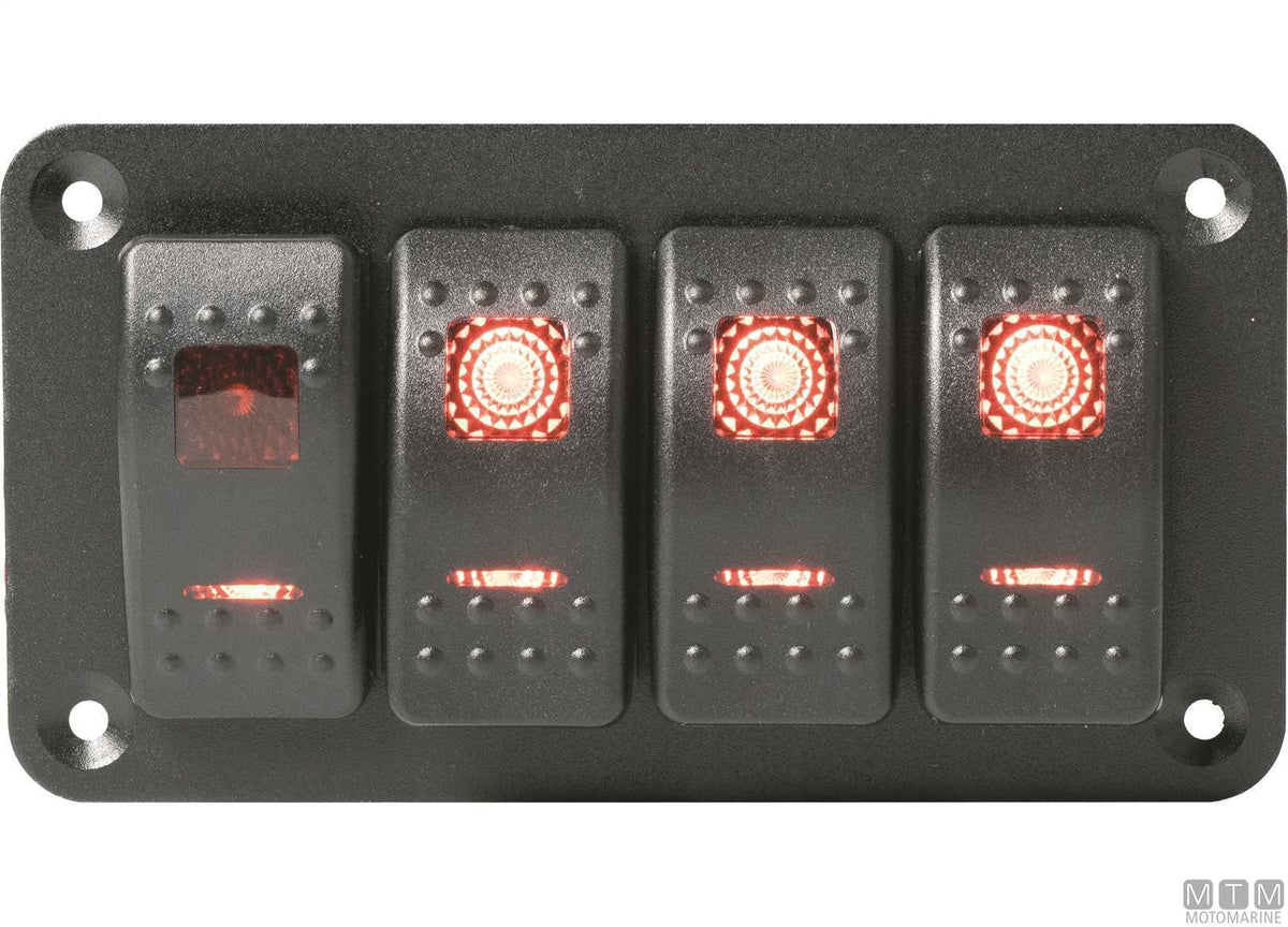 Aluminium panel with 4-position rocker switches 124x70 mm - original photo Motomarine Srl