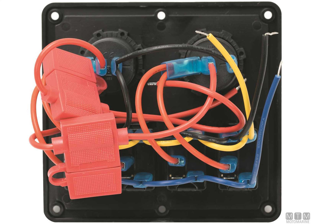 Panel with 4+2-position rocker switches 130x120 mm - original photo Motomarine Srl