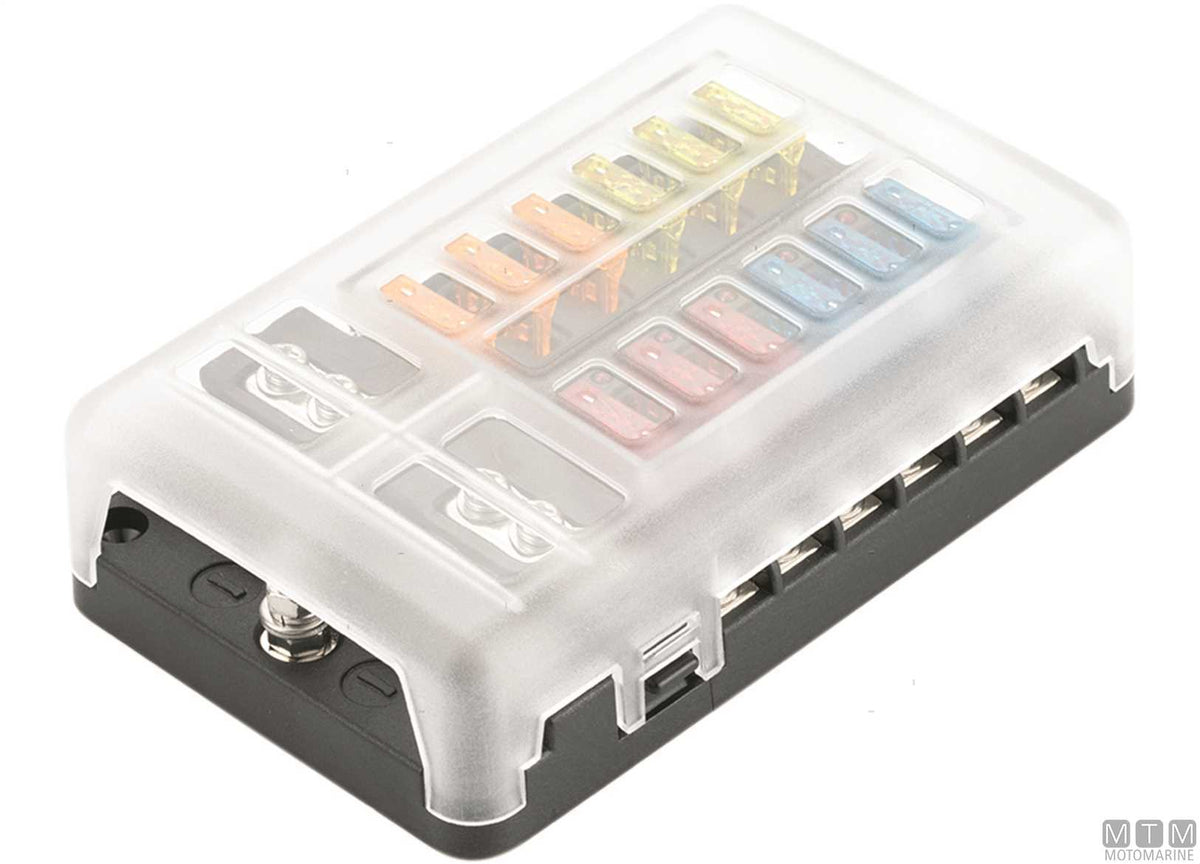 Fuse box UNIVAL 12-position with terminal block - original photo Motomarine Srl