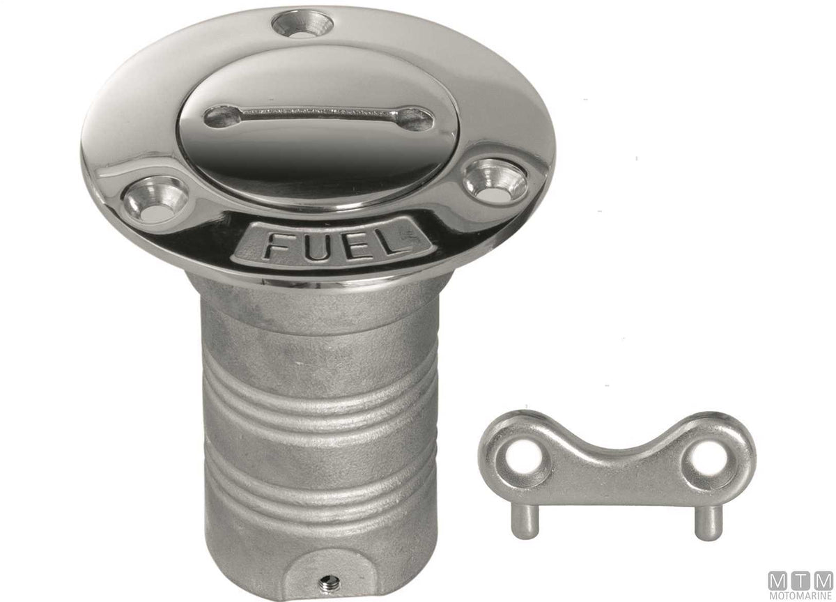 Flush fuel deck fill Ø38 mm stainless steel with key - original photo Motomarine Srl
