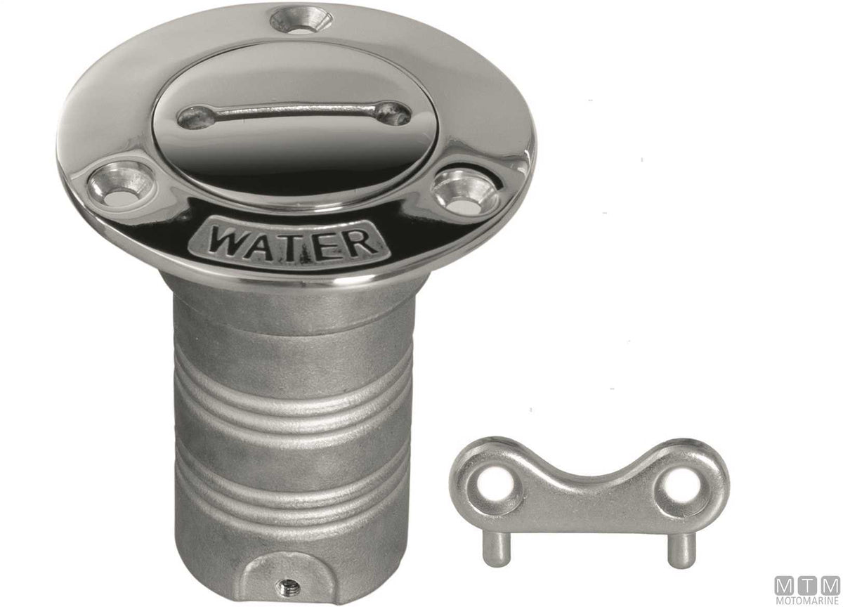 Flush fuel deck fill Ø38 mm stainless steel with key - original photo Motomarine Srl