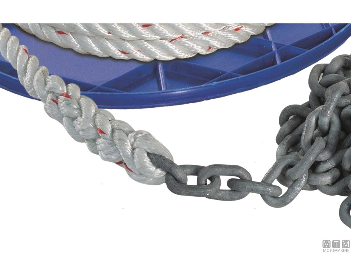 Polyester rope Ø12 mm 40 m + galvanized chain Ø6 mm 10 m - original photo Motomarine Srl