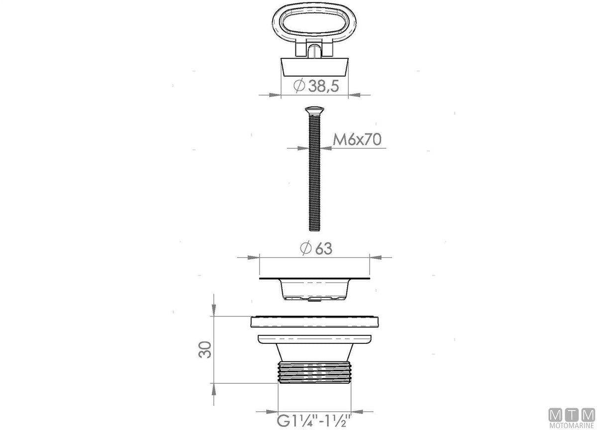 Sink drain hose 1"1/4, L300÷710 mm - original photo Motomarine Srl