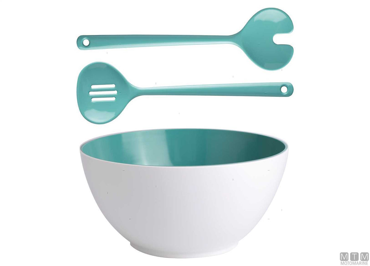 Salad bowl with servers MB Harmony Acqua - original photo Motomarine Srl
