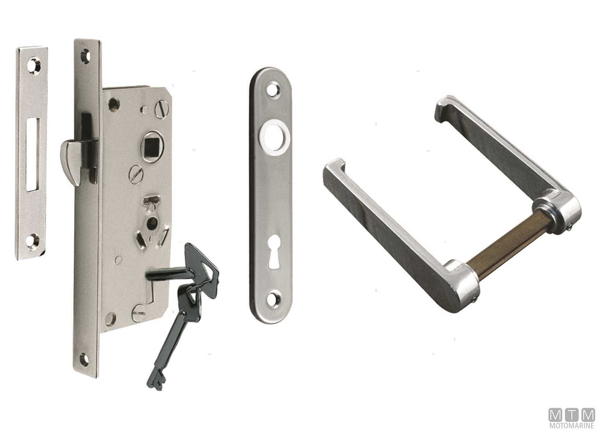 Reversible recessed lock set with keys 4070, stainless steel - original photo Motomarine Srl