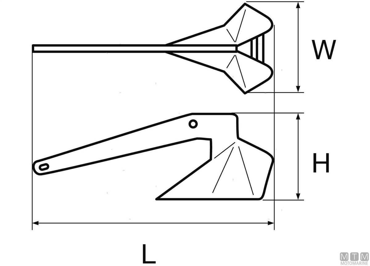 Orca anchor 4 kg, hot-dip galvanized steel - original photo Motomarine Srl