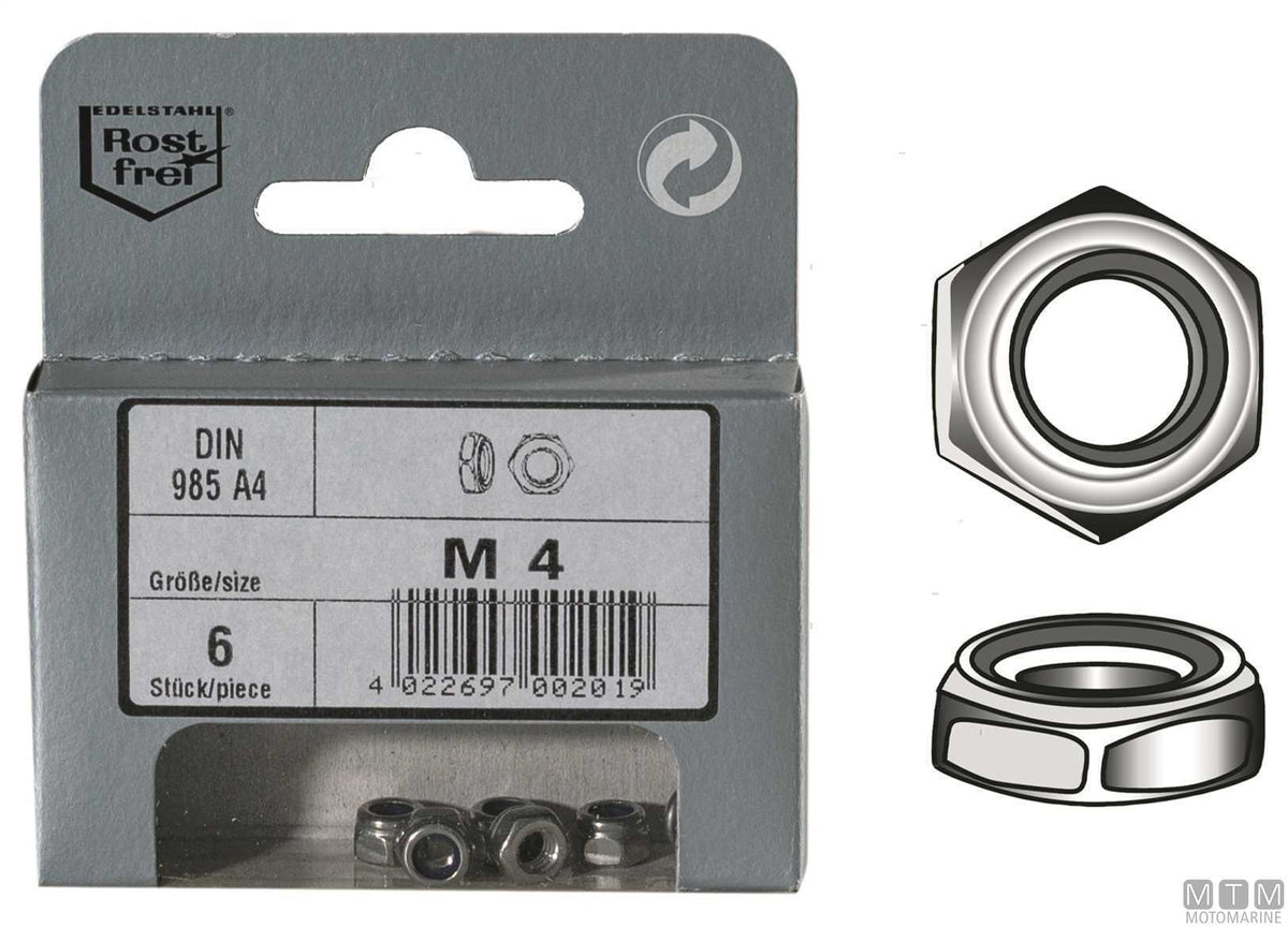 DIN985 self-locking nuts, stainless steel A4, M5, 12 pcs - original photo Motomarine Srl