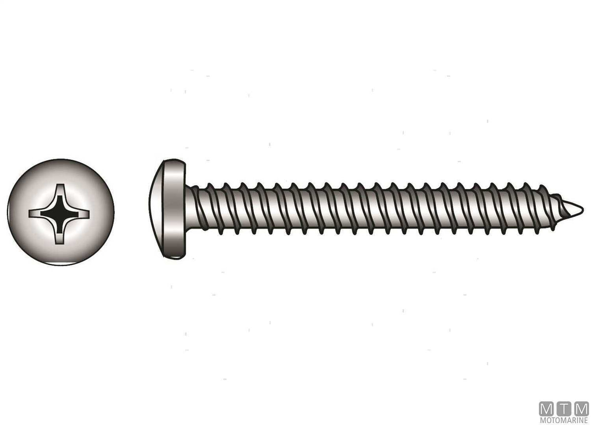 DIN7981 pan head self-tapping screws, A4 stainless steel, Ø6.3x50 mm, 6 pcs - original photo Motomarine Srl