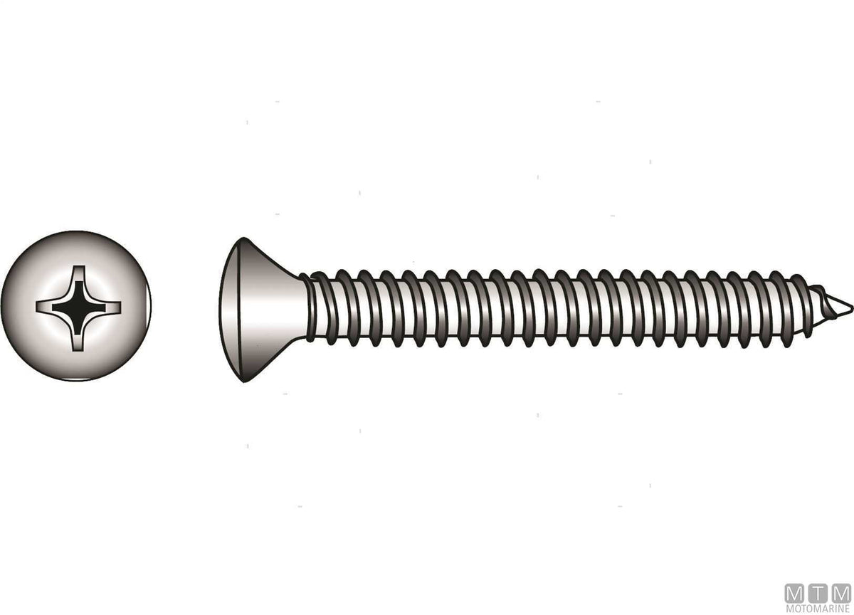 Self-tapping screws, raised countersunk head, DIN7983 stainless steel A4 Ø6.3x60 mm 6 pcs - original photo Motomarine Srl