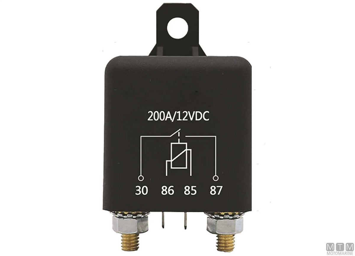 SPST relay switch, 4-pin, 12V-200A - original photo Motomarine Srl