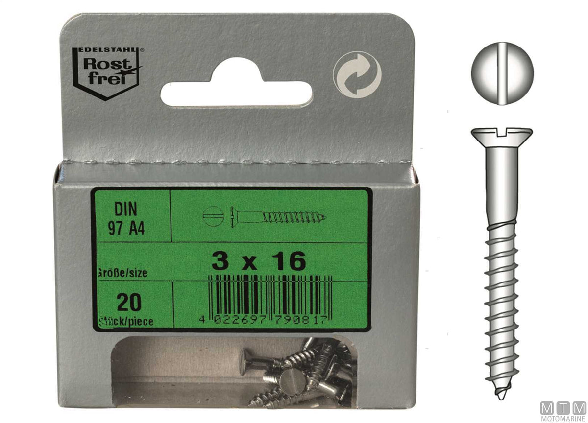 Wood screws countersunk flat head DIN97 5x60 6 pcs - original photo Motomarine Srl