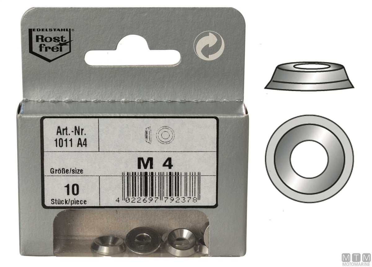 Conical spring washers DIN1011 stainless steel A4 Ø3.5 mm 5 pcs - original photo Motomarine Srl