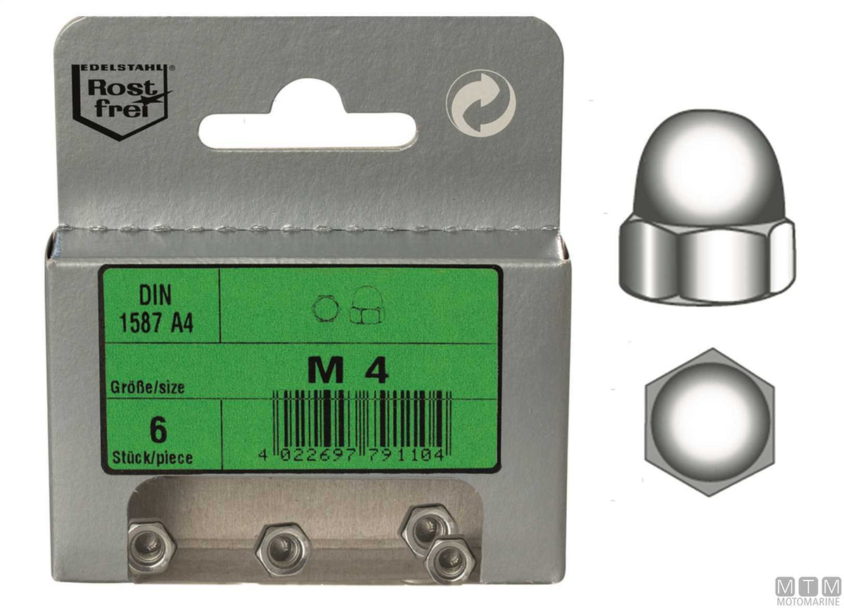 Cap nuts DIN1587 stainless steel A4 M12, 2 pcs - original photo Motomarine Srl