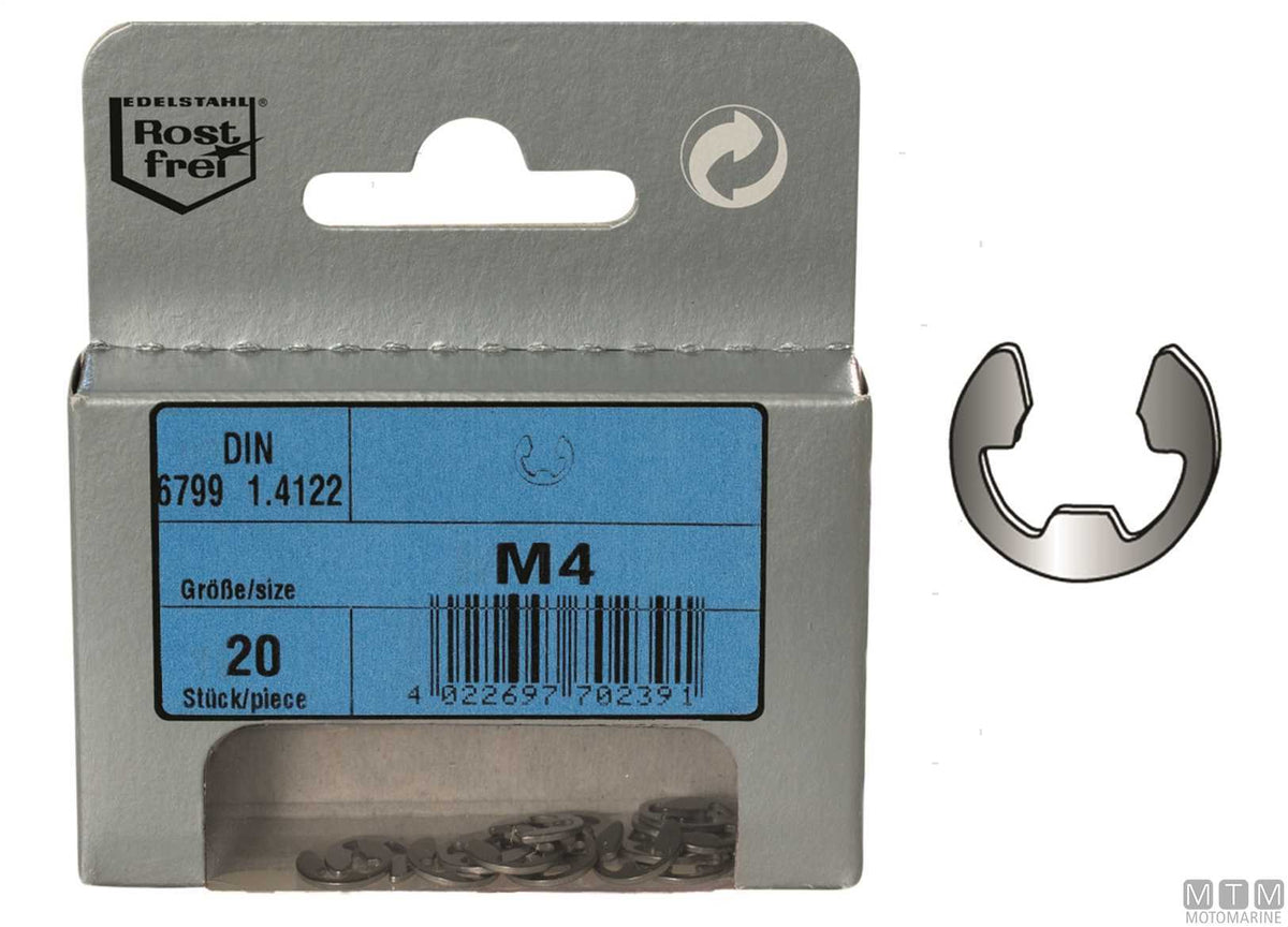 Seeger washers DIN6799 Ø10 mm, 10 pcs - original photo Motomarine Srl