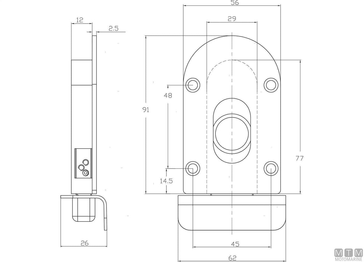 Flush latch with spring 56x91 mm stainless steel 316 - original photo Motomarine Srl