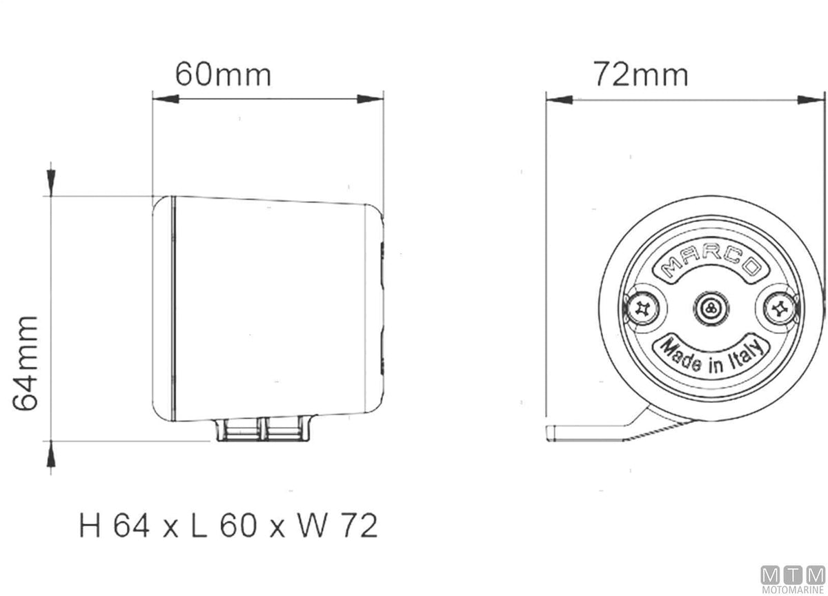 Universal alarm 12/24V - original photo Motomarine Srl