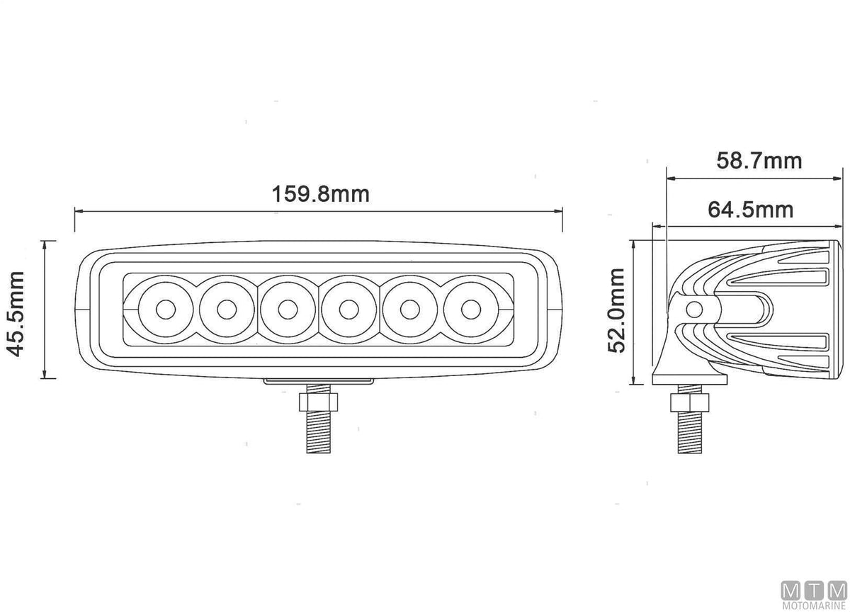 LED deck light white 160x46 mm - original photo Motomarine Srl