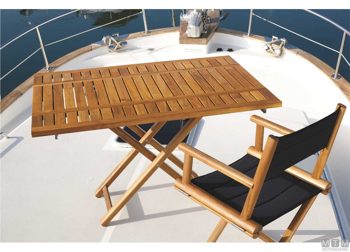 MB adjustable table in teak 120x40/80 cm H 75/60 cm - original photo Motomarine Srl