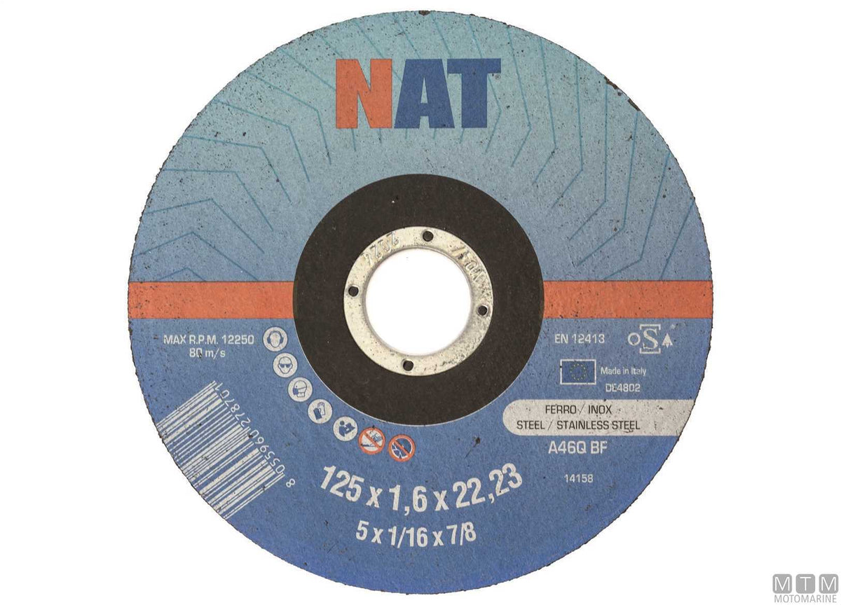 Rigid cutting abrasive disc Ø125x1.6 mm - original photo Motomarine Srl