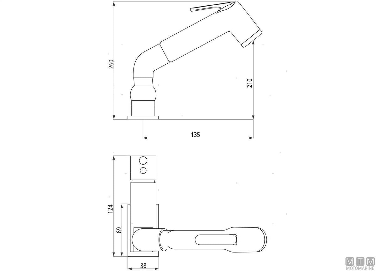 Elka Marine mixer tap with hand shower - original photo Motomarine Srl