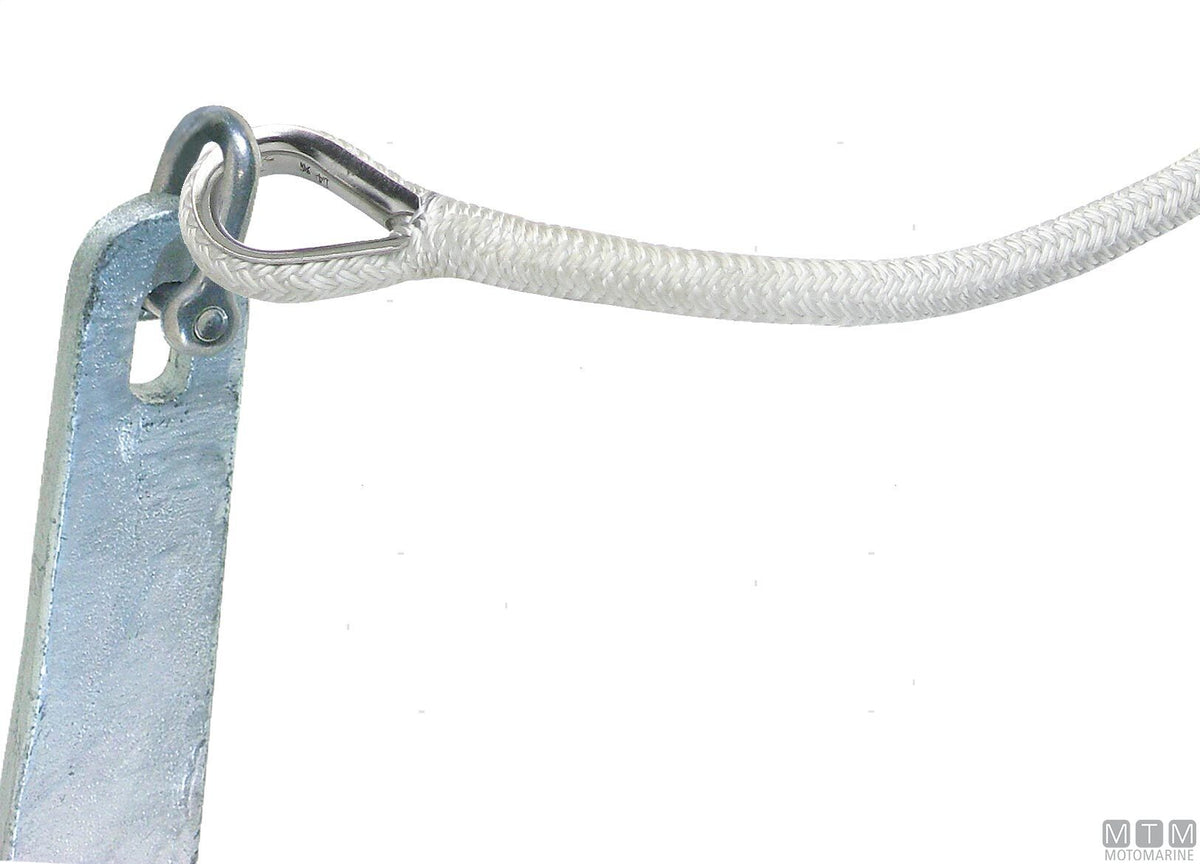 16-strand white mooring braid with stainless steel thimble Ø16 mm 12 m - original photo Motomarine Srl