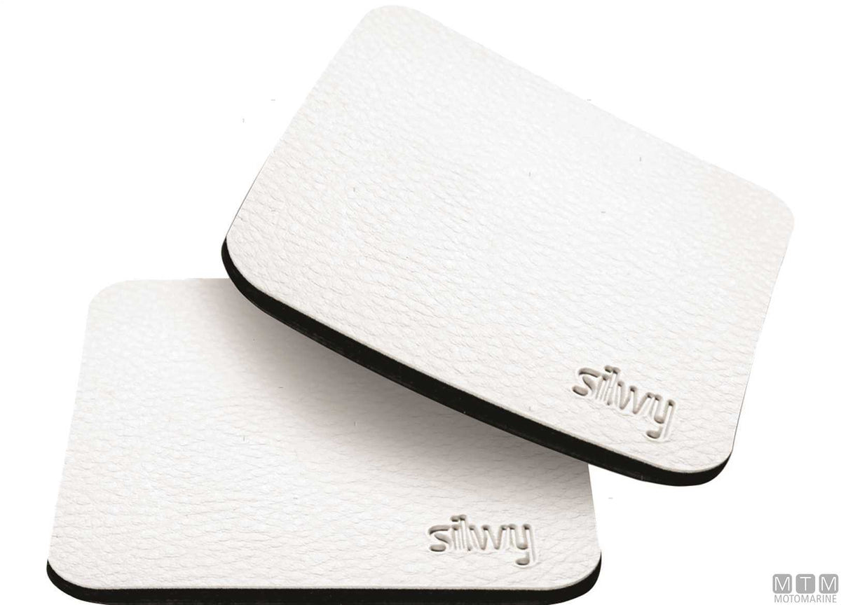 Set of 2 Silwy metallic coasters silver - original photo Motomarine Srl