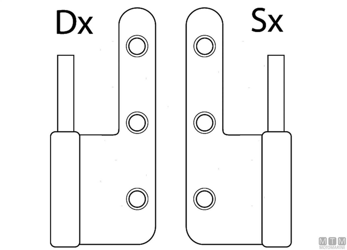 Left removable hinge 110x98 mm, 316 stainless steel - original photo Motomarine Srl