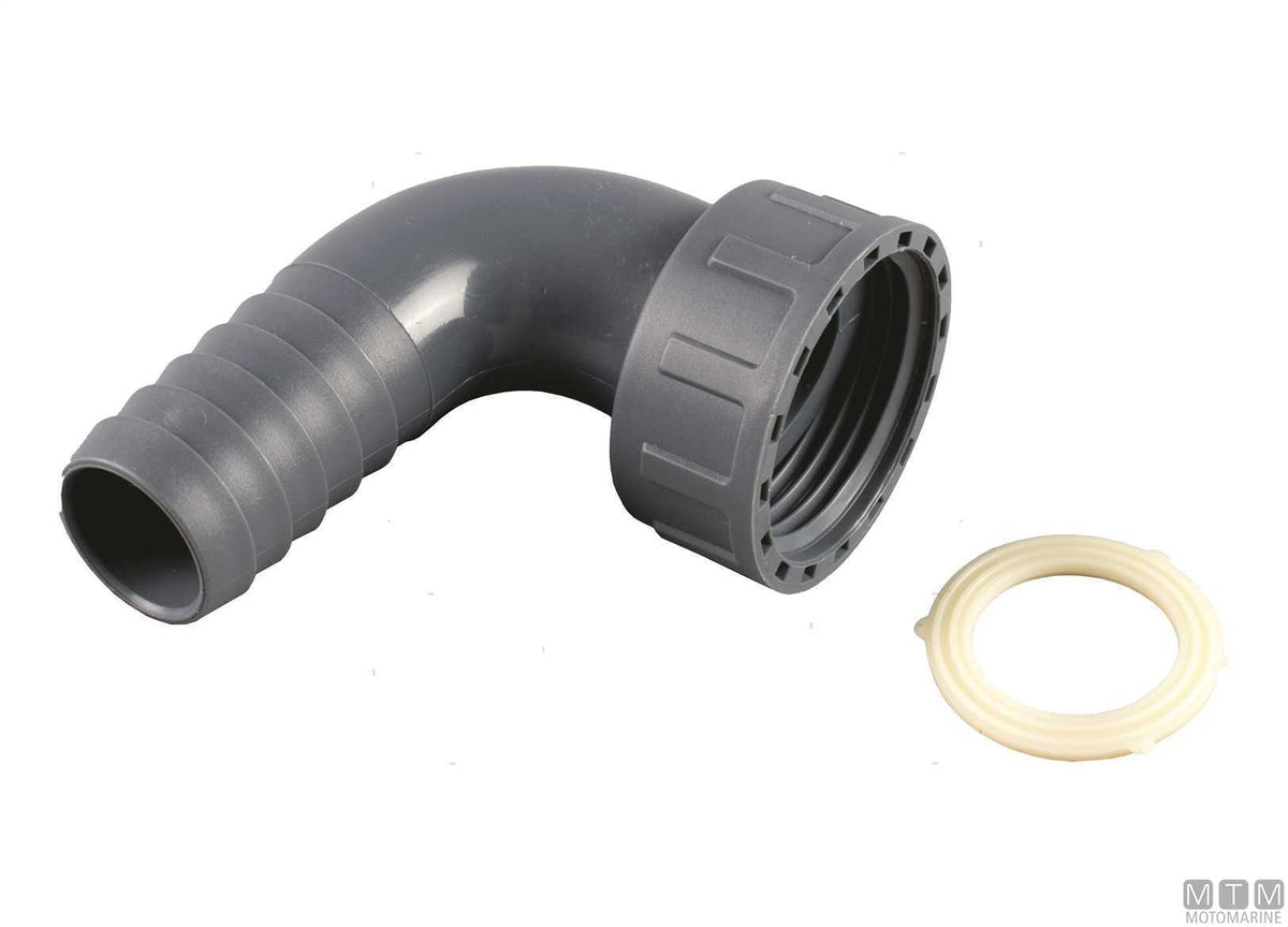 90° hose tail female union nut 1/2x10 mm, fiberglass-reinforced polypropylene - original photo Motomarine Srl