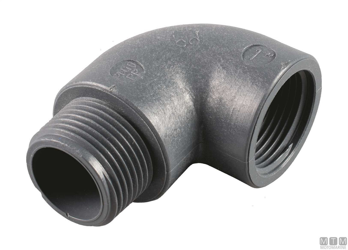 90° elbow M/F 1" fibreglass-reinforced polypropylene - original photo Motomarine Srl