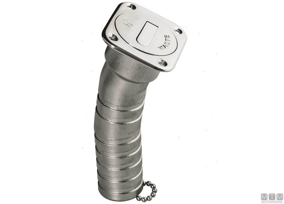 Long waste deck filler Ø38 mm stainless steel - original photo Motomarine Srl
