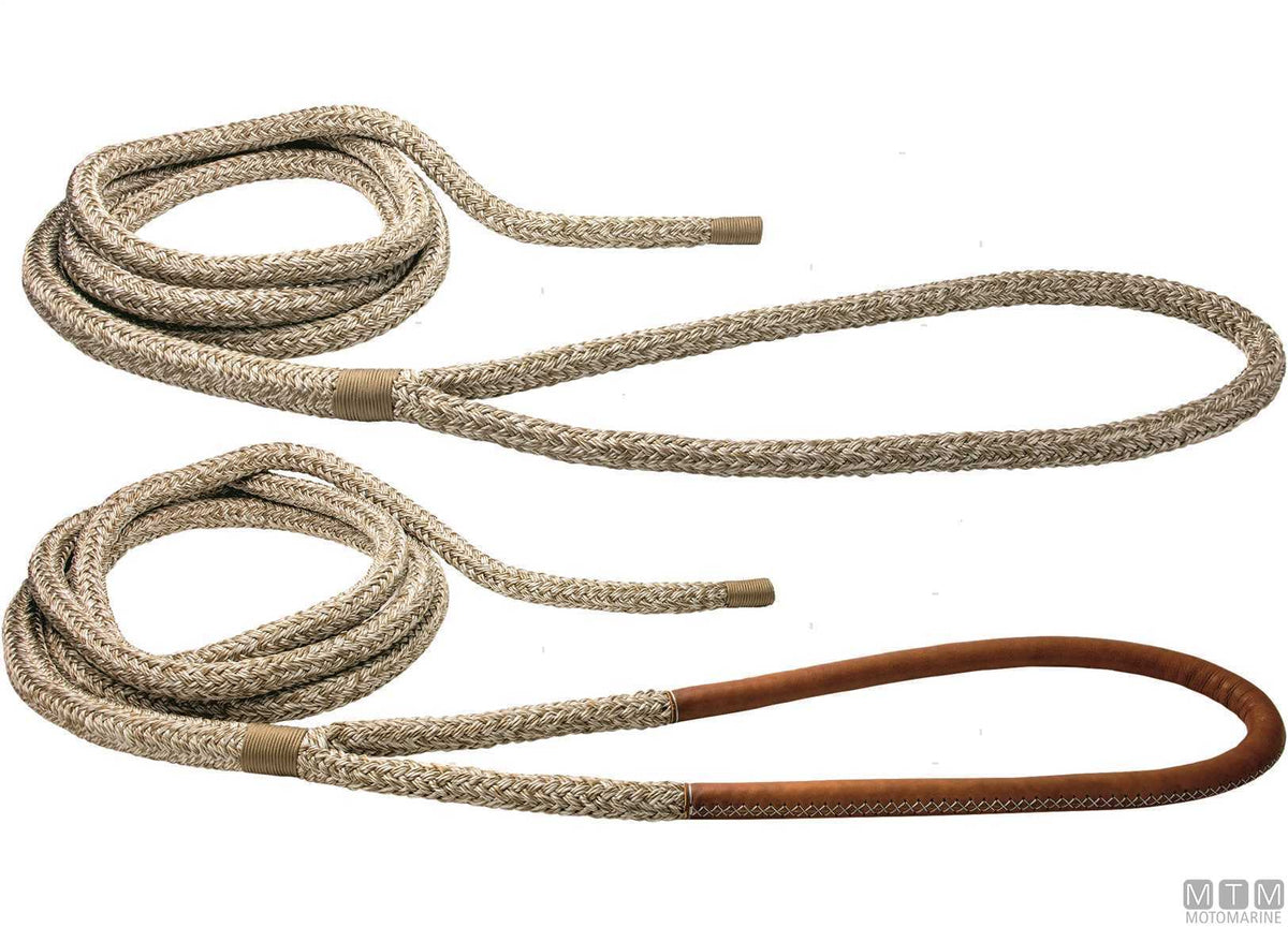 Beige braided mooring line with eye splice, 75 cm, Ø28 mm, 16 m - original photo Motomarine Srl