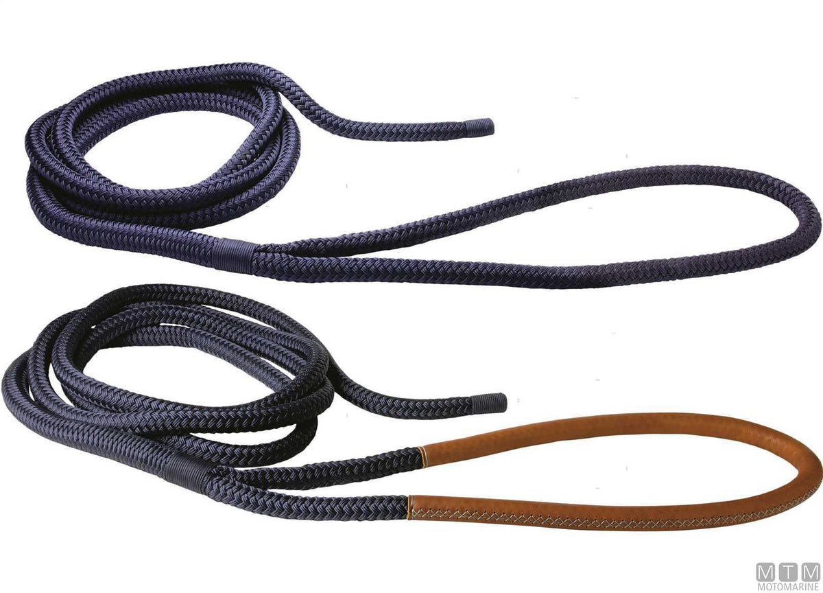 Blue braided mooring line with eye splice, 75 cm, Ø28 mm, 16 m - original photo Motomarine Srl