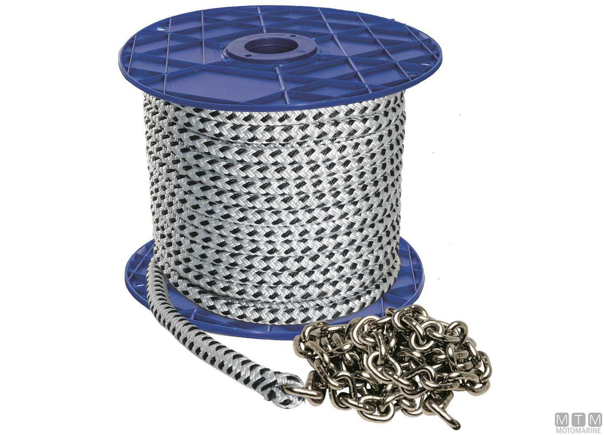 Polyester braid Ø14.2 mm 50 m + stainless steel chain Ø8 mm 7.5 m - original photo Motomarine Srl