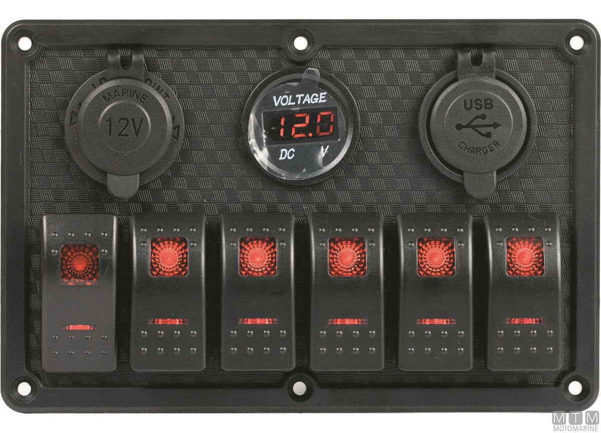 Panel with 6+3-position rocker switches 183x120 mm - original photo Motomarine Srl