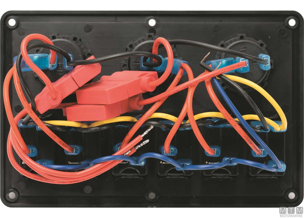 Panel with 6+3-position rocker switches 183x120 mm - original photo Motomarine Srl