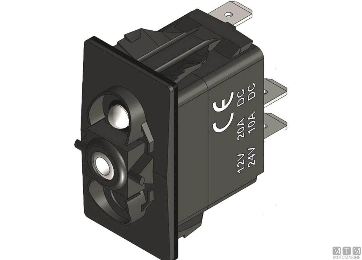 Switch ON-OFF-ON 1 white LED 7 terminals - original photo Motomarine Srl