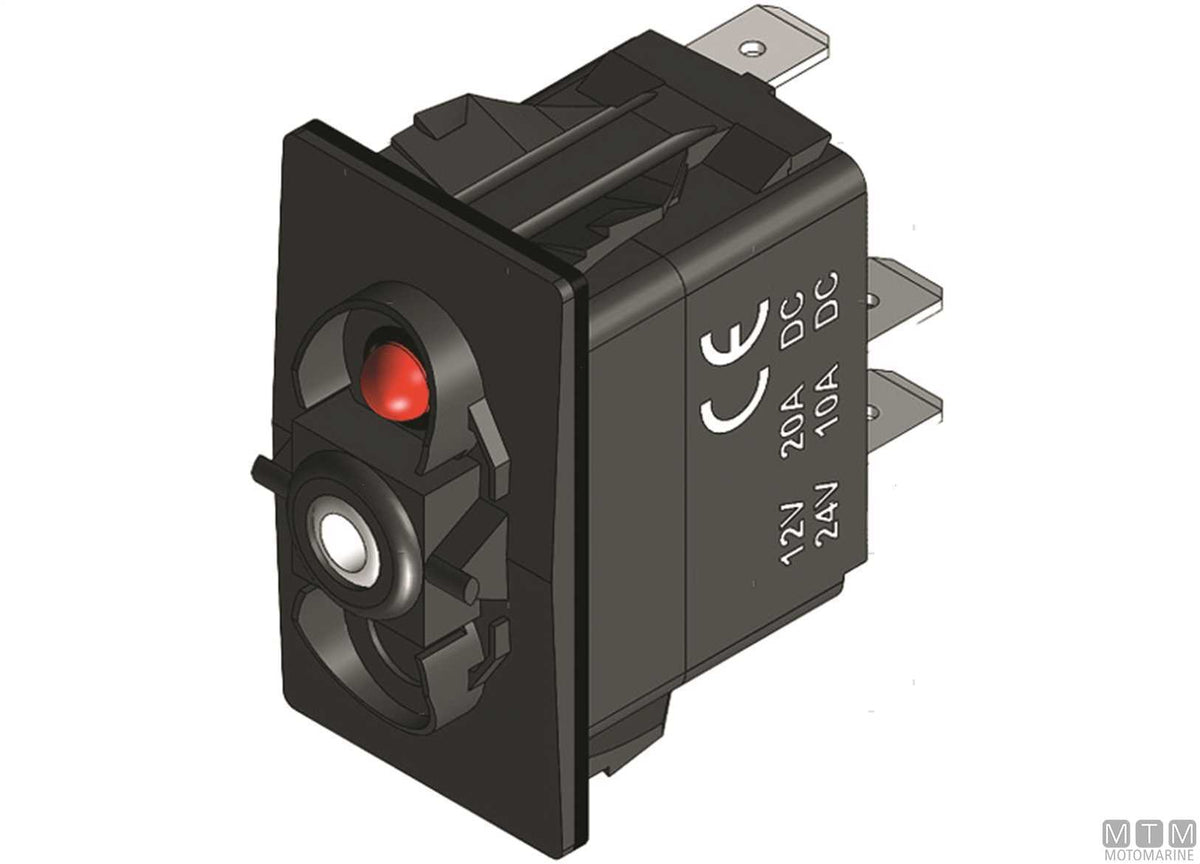 Switch ON-OFF-ON 1 blue LED 7 terminals - original photo Motomarine Srl