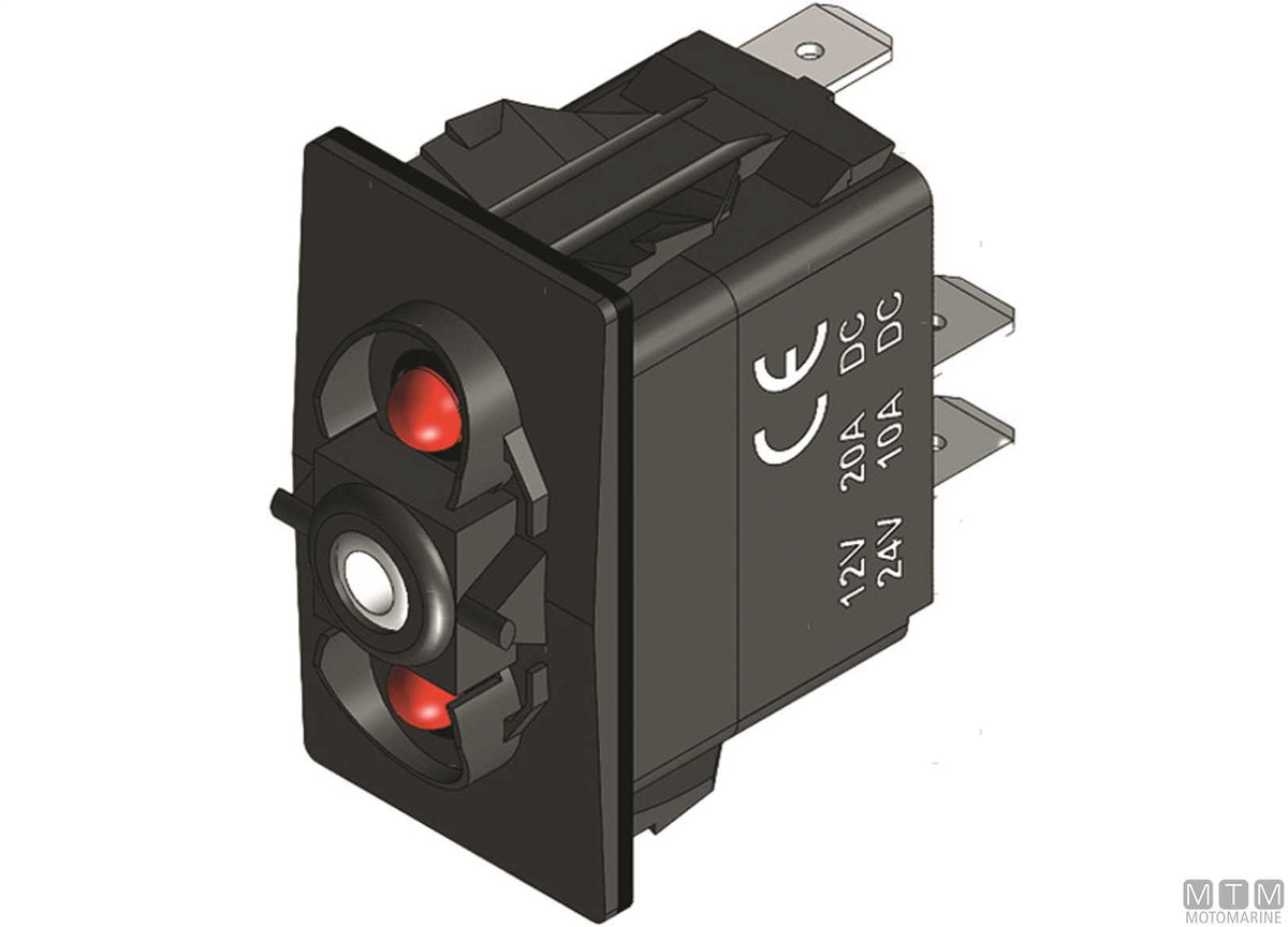 Switch ON-OFF 2 white LEDs 6 terminals - original photo Motomarine Srl