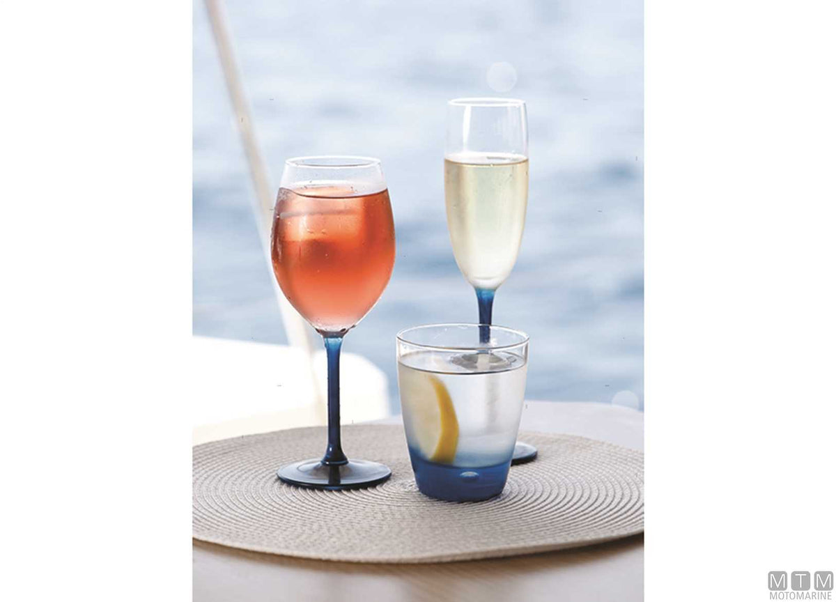 MB Ecozen blue non-slip champagne glasses set - original photo Motomarine Srl