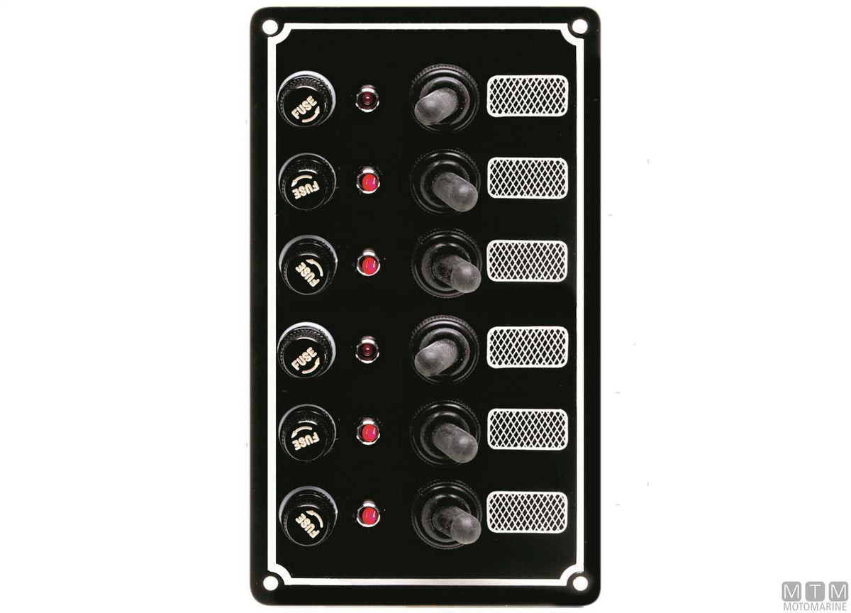 Aluminium panel with lever switches, 3 positions, 103x100 mm - original photo Motomarine Srl