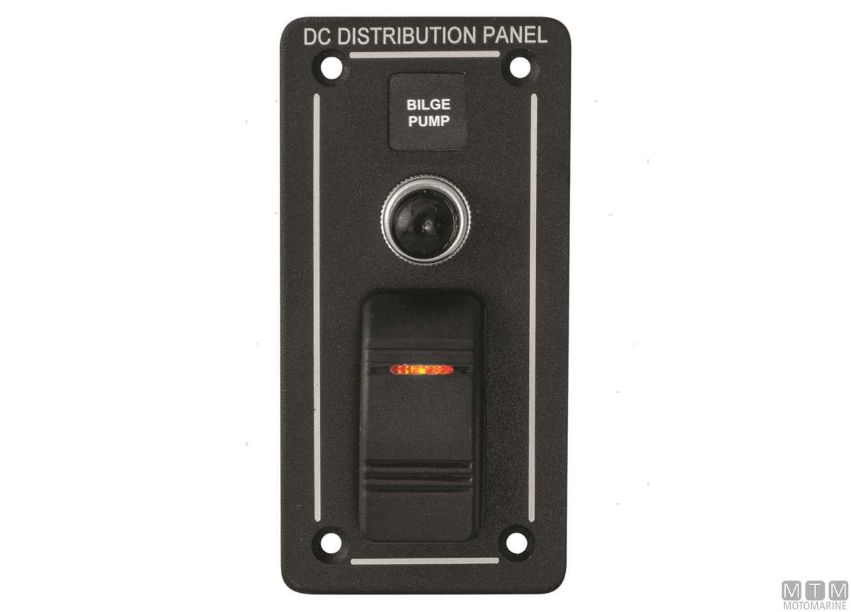 Black aluminium panel with 8-position rocker switches - original photo Motomarine Srl