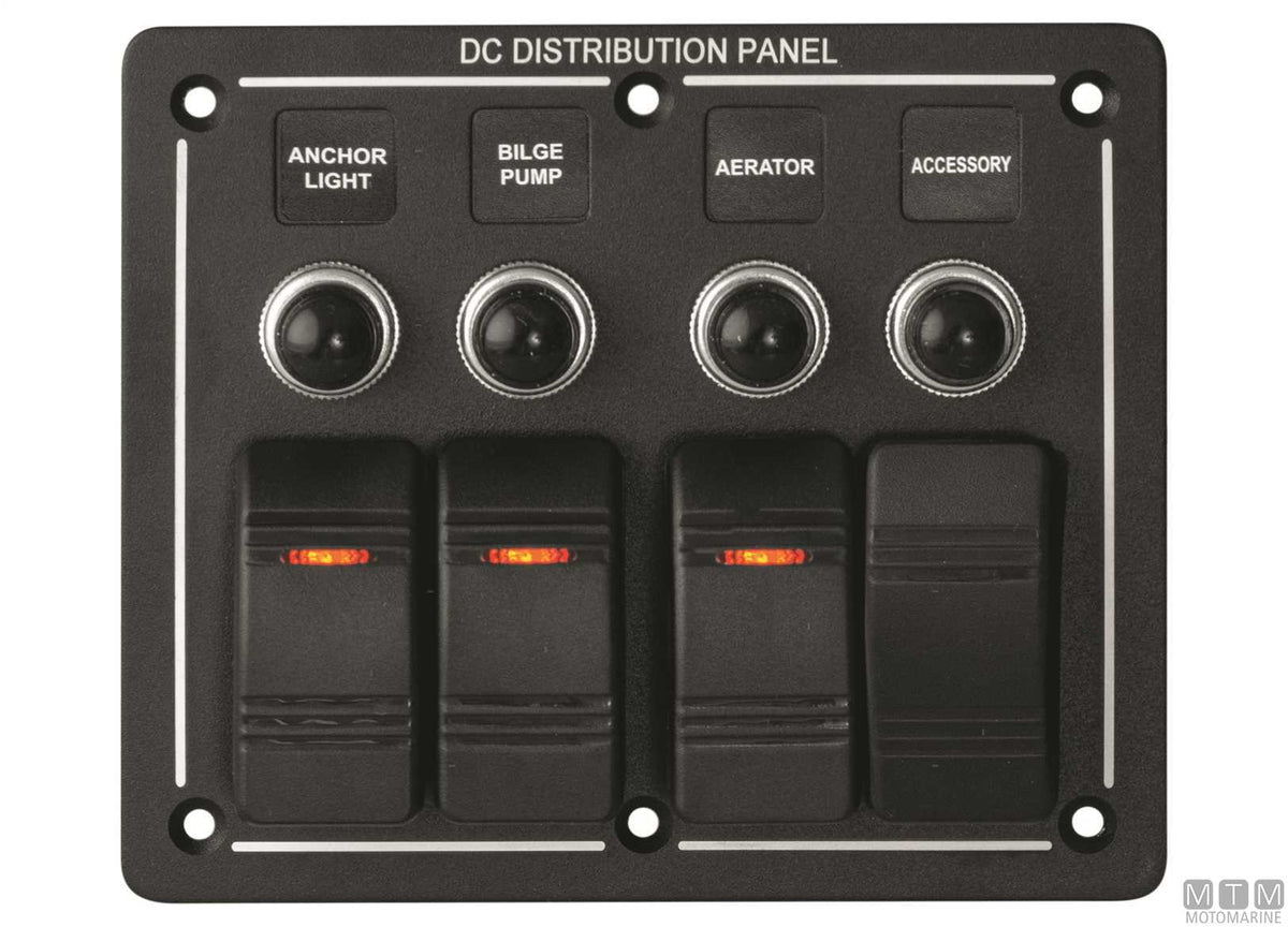 Black aluminium panel with 1-position rocker switch - original photo Motomarine Srl