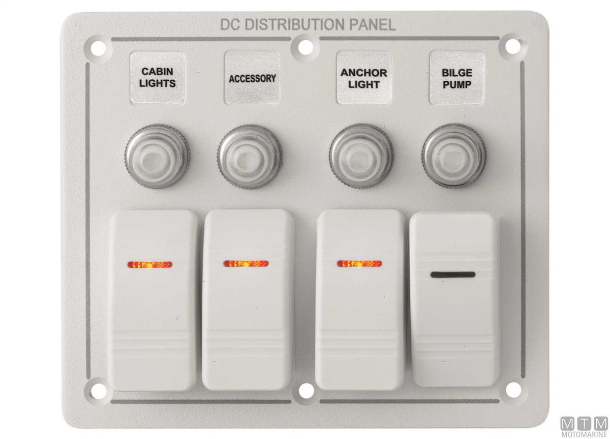White aluminium panel with 1-position rocker switch - original photo Motomarine Srl